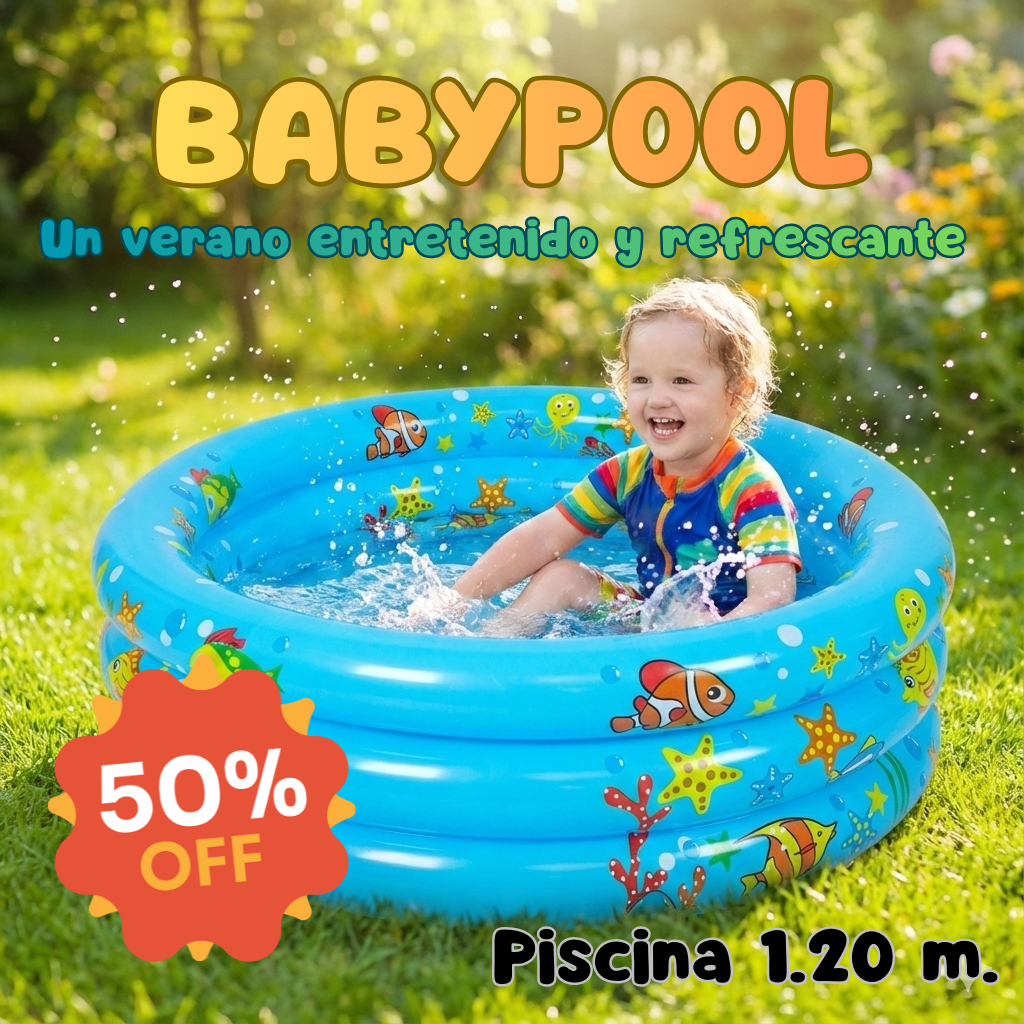BABYPOOL™ 💦 Piscina Inflable REDONDA 120 cm 🏖️